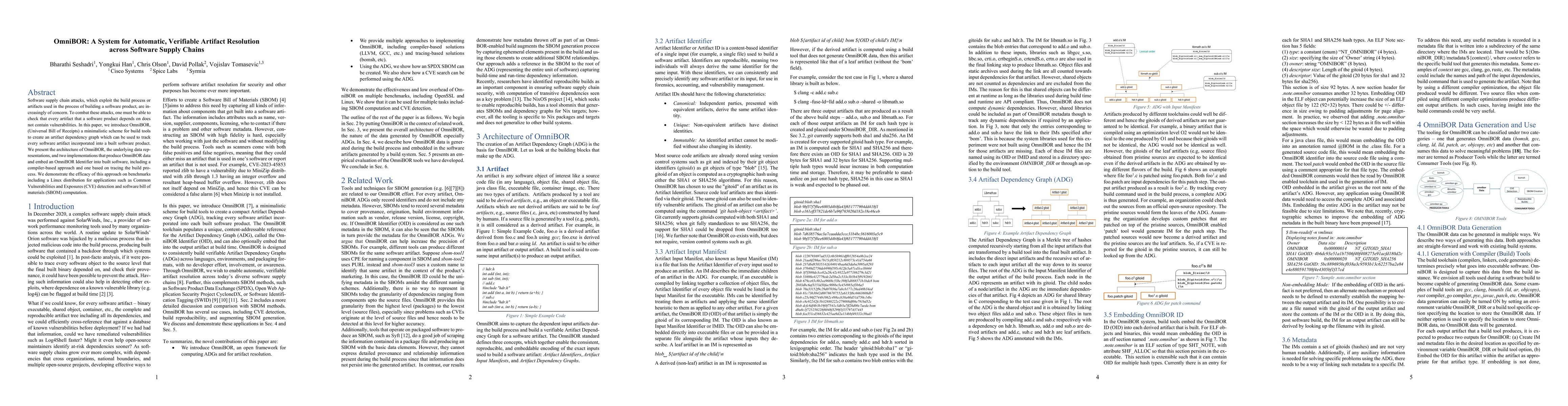 Thumbnail for OmniBOR: A System for Automatic, Verifiable Artifact Resolution across
  Software Supply Chains