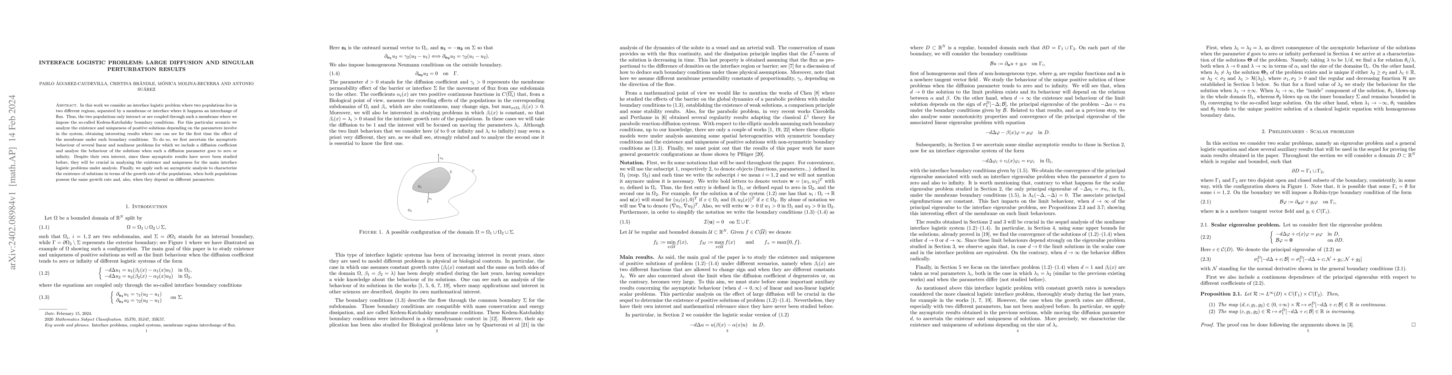 Thumbnail for Interface logistic problems: large diffusion and singular perturbation
  results