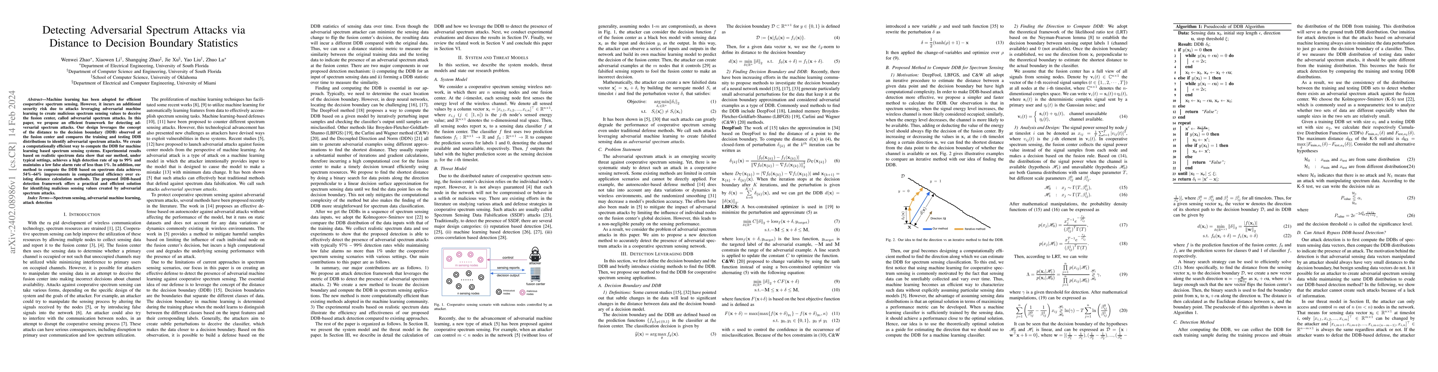 Thumbnail for Detecting Adversarial Spectrum Attacks via Distance to Decision Boundary
  Statistics