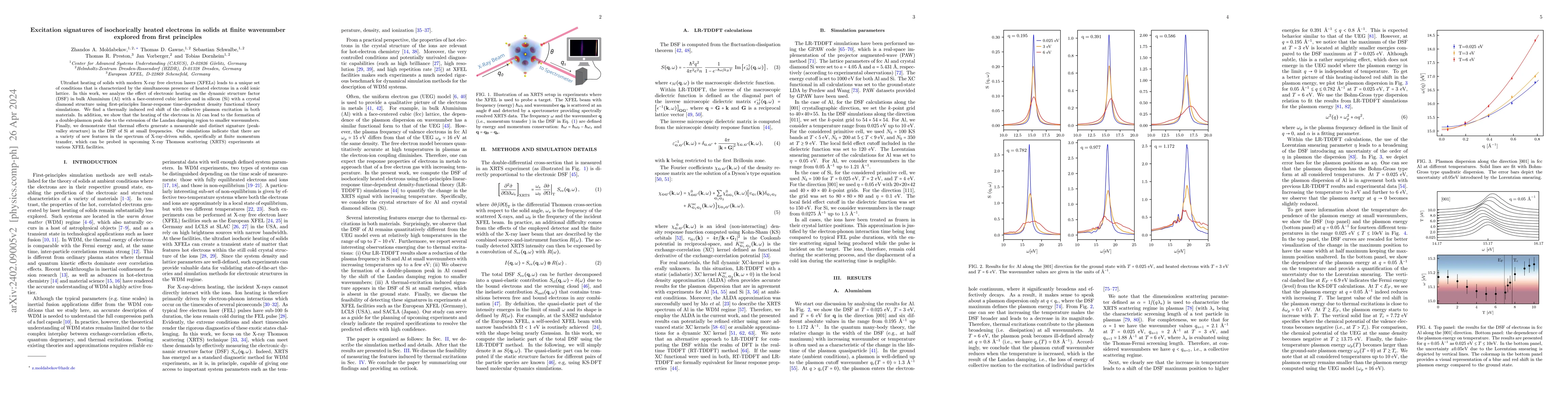 Thumbnail for Excitation signatures of isochorically heated electrons in solids at
  finite wavenumber explored from first principles