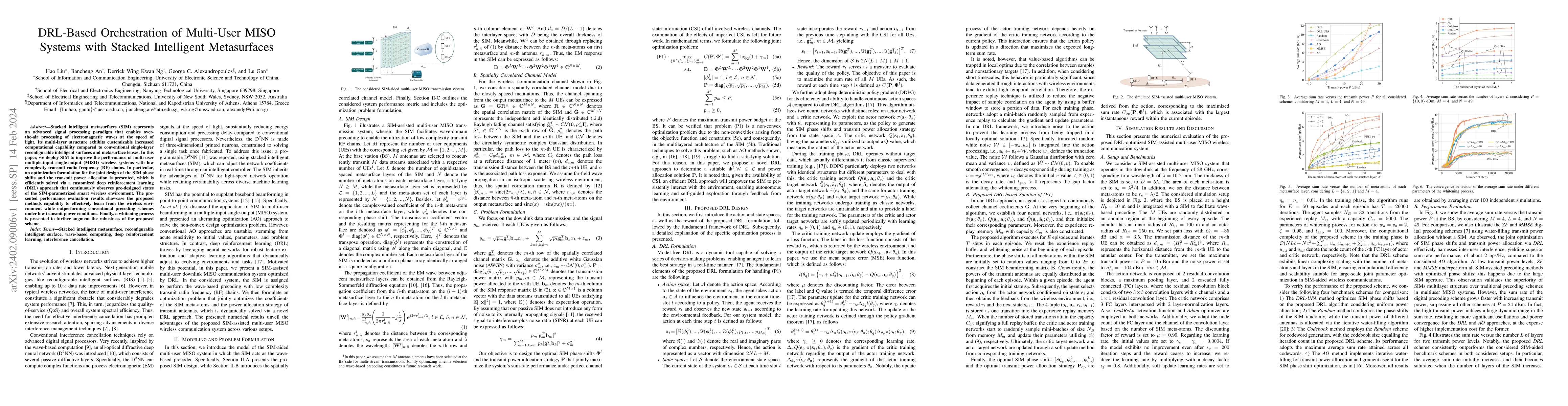 Thumbnail for DRL-Based Orchestration of Multi-User MISO Systems with Stacked
  Intelligent Metasurfaces