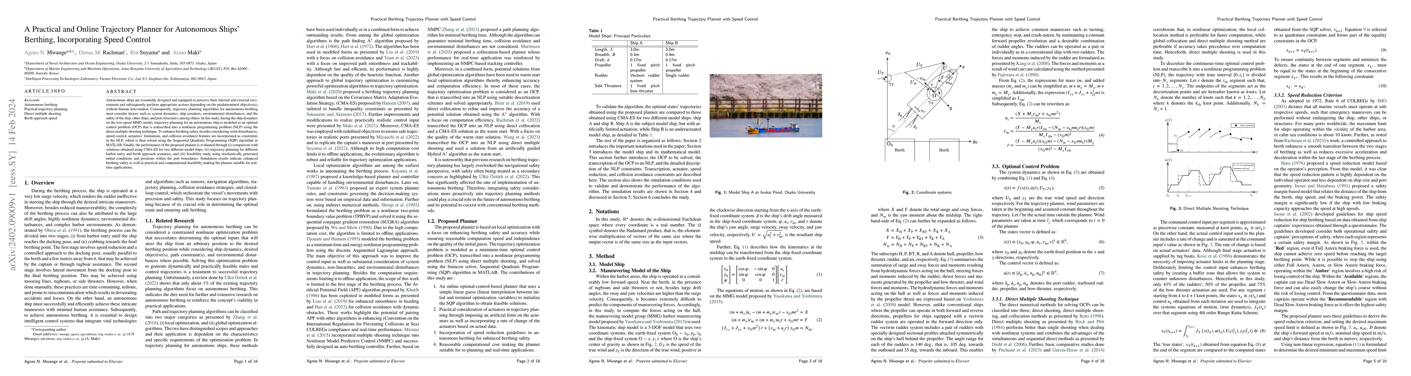 Thumbnail for A Practical and Online Trajectory Planner for Autonomous Ships'
  Berthing, Incorporating Speed Control