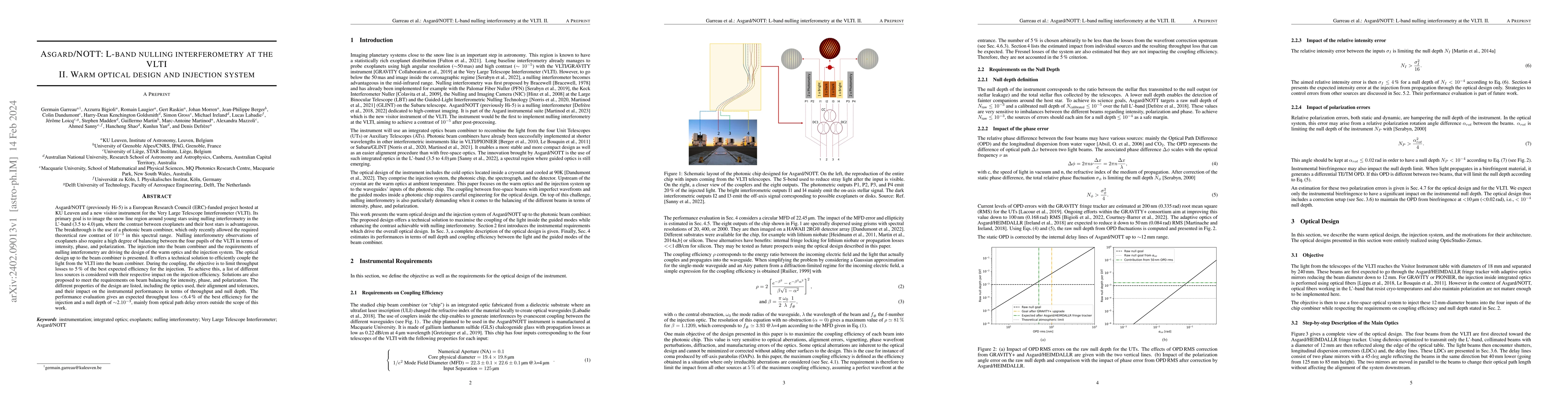 Thumbnail for Asgard/NOTT: L-band nulling interferometry at the VLTI. II. Warm optical
  design and injection system