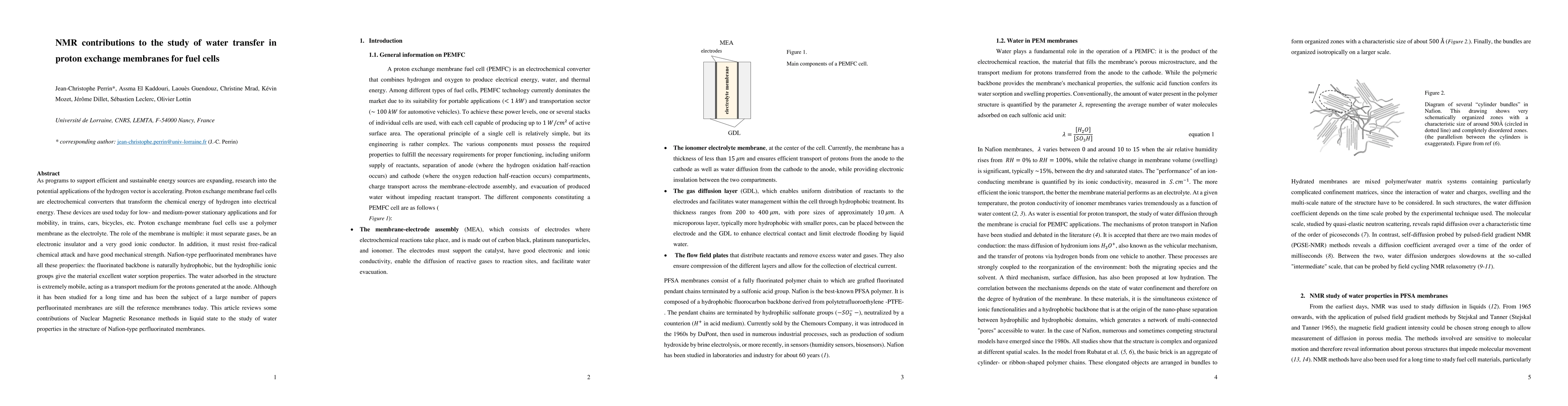 Thumbnail for NMR contributions to the study of water transfer in proton exchange
  membranes for fuel cells