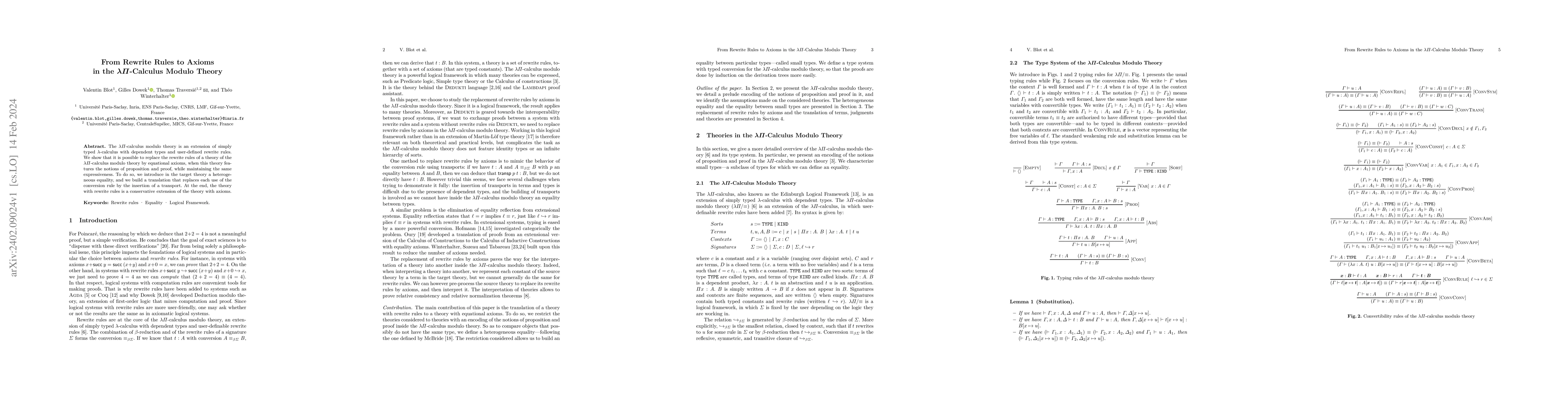 Thumbnail for From Rewrite Rules to Axioms in the $\lambda$$\Pi$-Calculus Modulo
  Theory