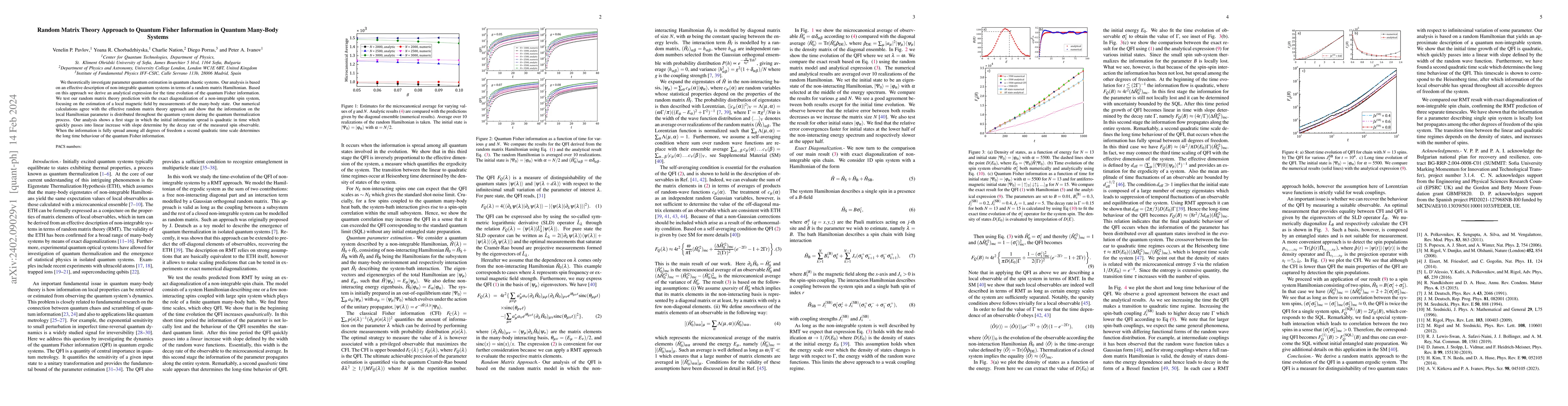 Thumbnail for Random Matrix Theory Approach to Quantum Fisher Information in Quantum
  Many-Body Systems