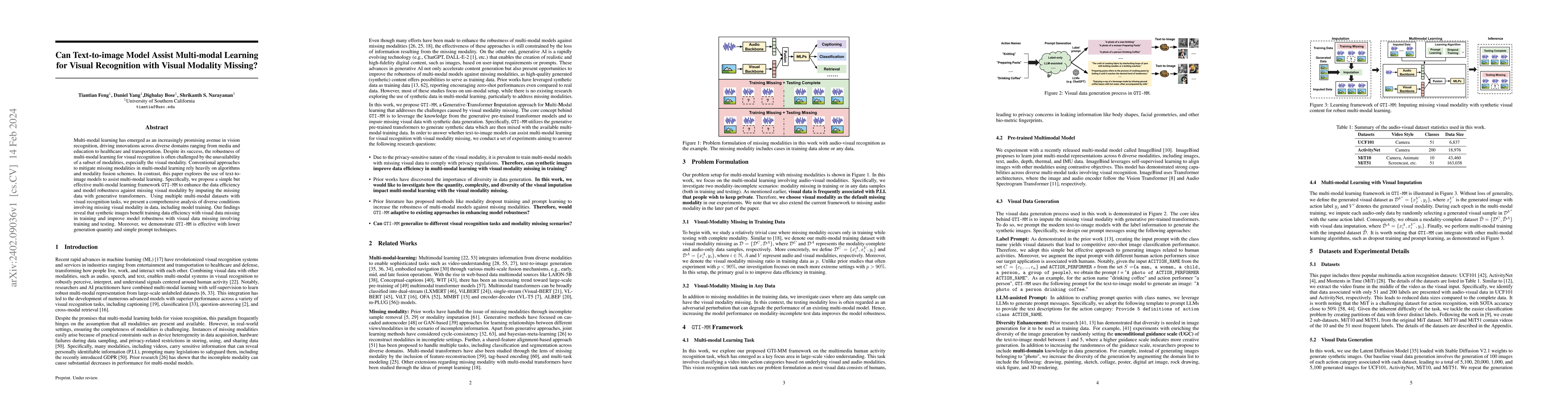 Thumbnail for Can Text-to-image Model Assist Multi-modal Learning for Visual
  Recognition with Visual Modality Missing?