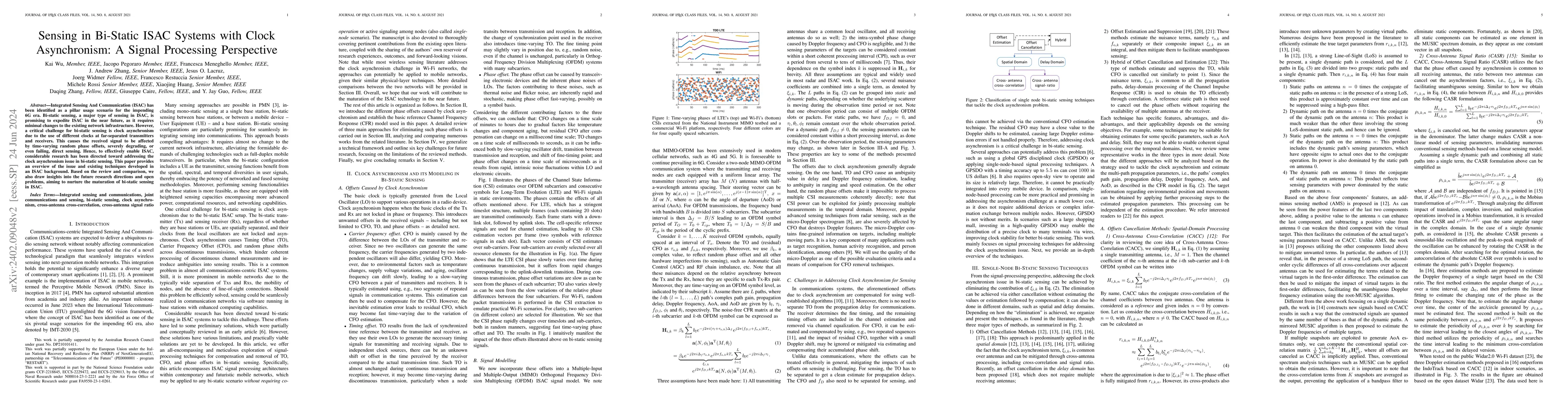 Thumbnail for Sensing in Bi-Static ISAC Systems with Clock Asynchronism: A Signal
  Processing Perspective