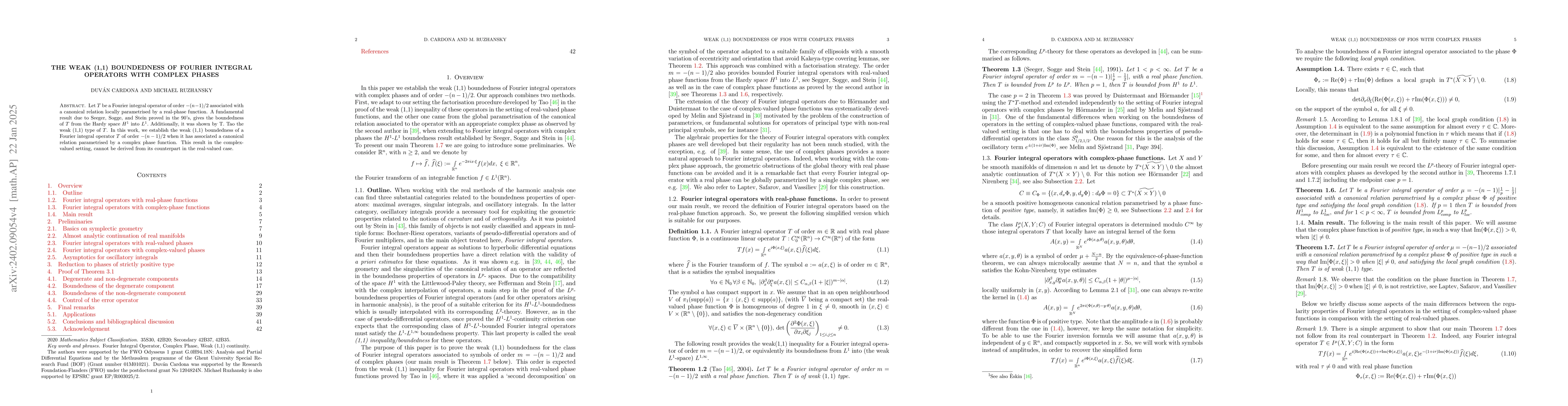Thumbnail for The weak (1,1) boundedness of Fourier integral operators with complex
  phases