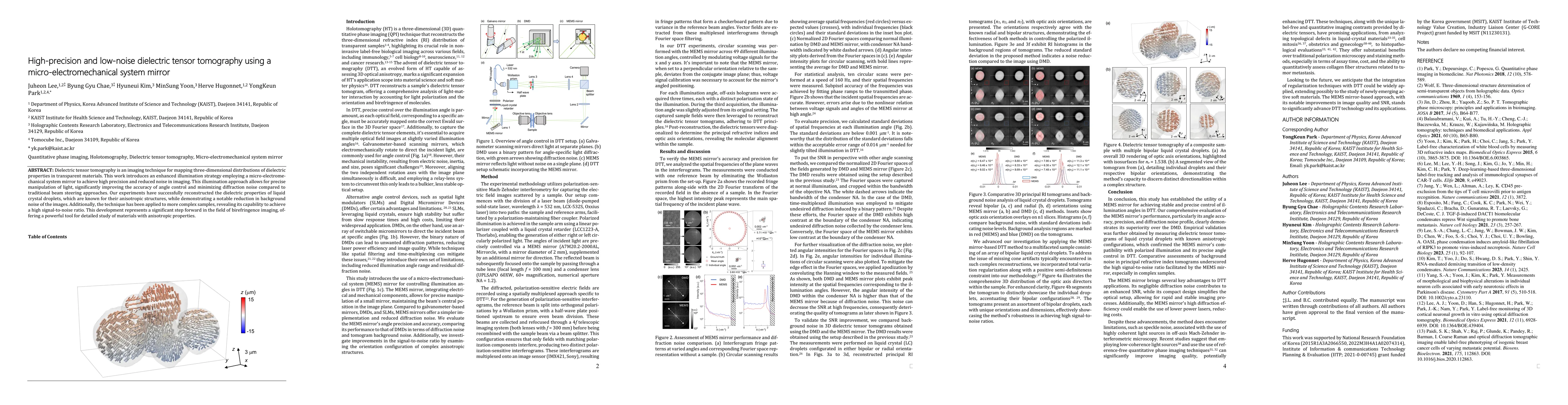 Thumbnail for High-precision and low-noise dielectric tensor tomography using a
  micro-electromechanical system mirror