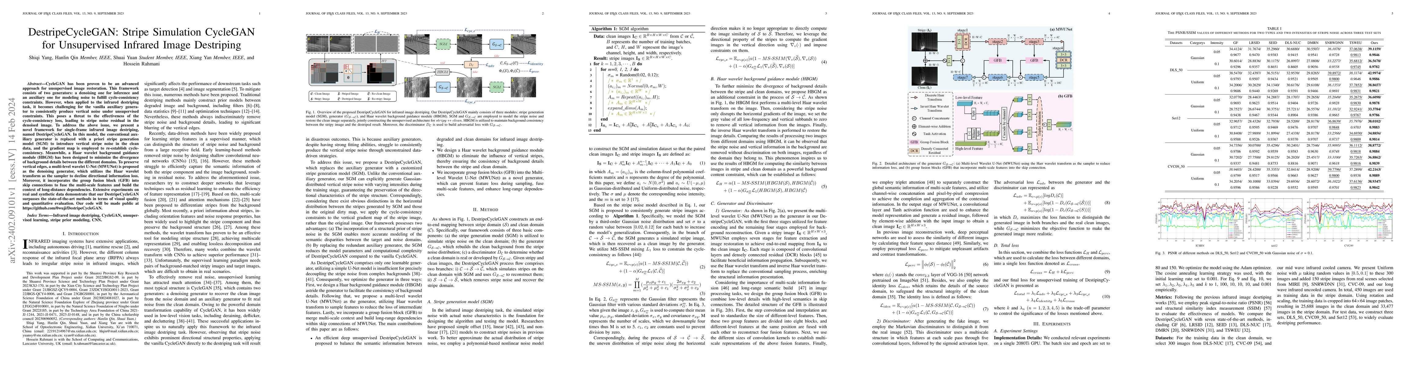 Thumbnail for DestripeCycleGAN: Stripe Simulation CycleGAN for Unsupervised Infrared
  Image Destriping