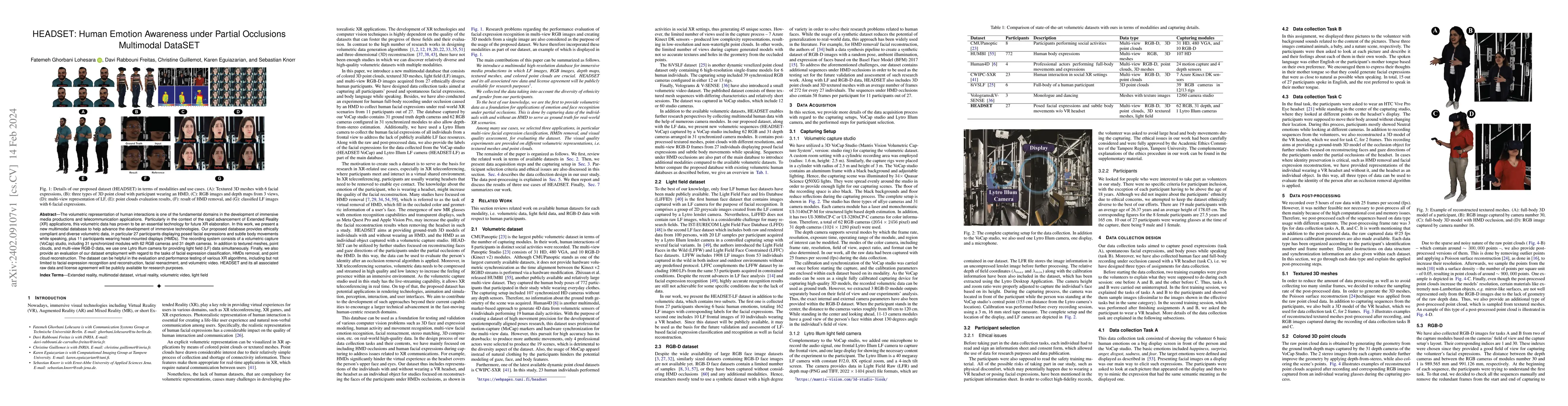 Thumbnail for Headset: Human emotion awareness under partial occlusions multimodal
  dataset
