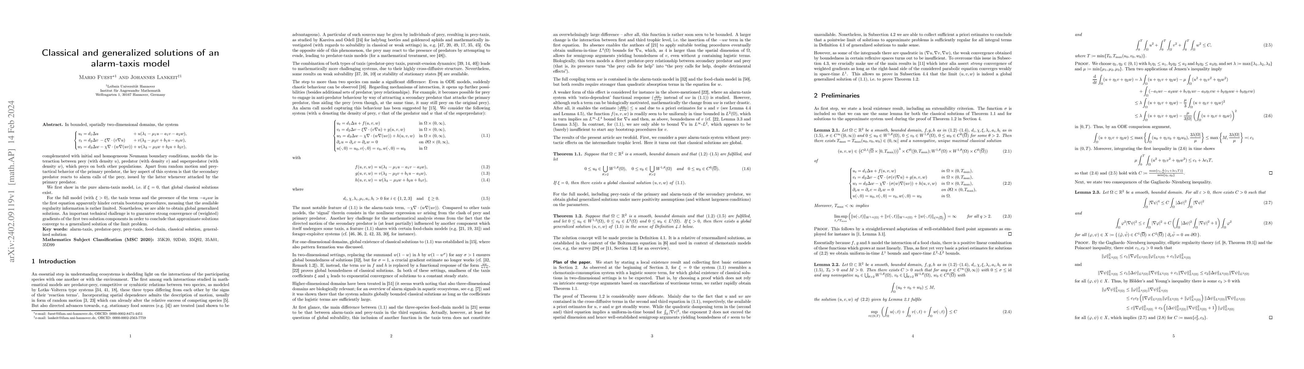 Thumbnail for Classical and generalized solutions of an alarm-taxis model