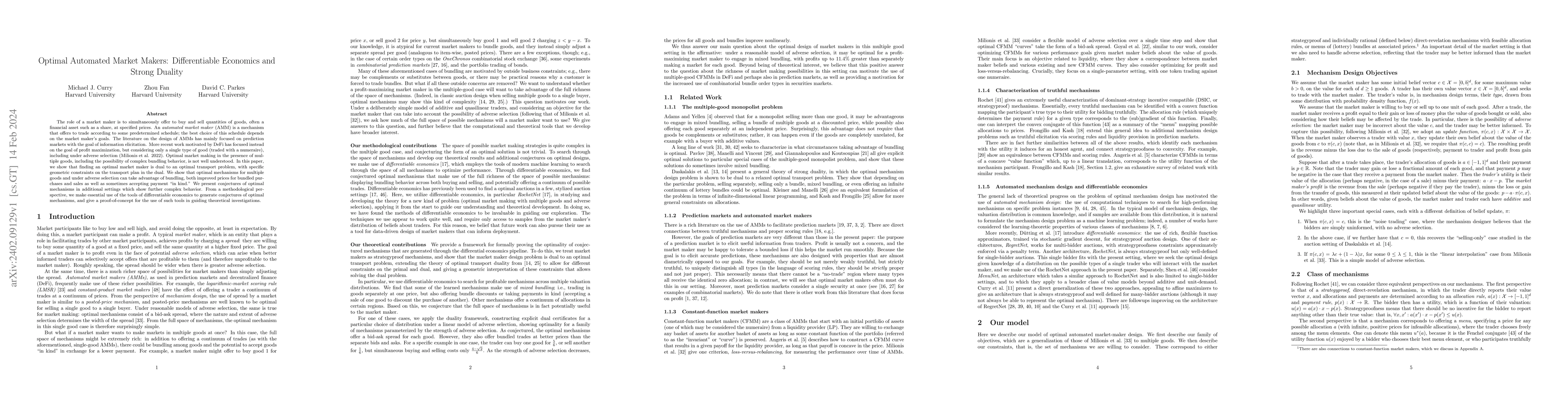 Thumbnail for Optimal Automated Market Makers: Differentiable Economics and Strong
  Duality