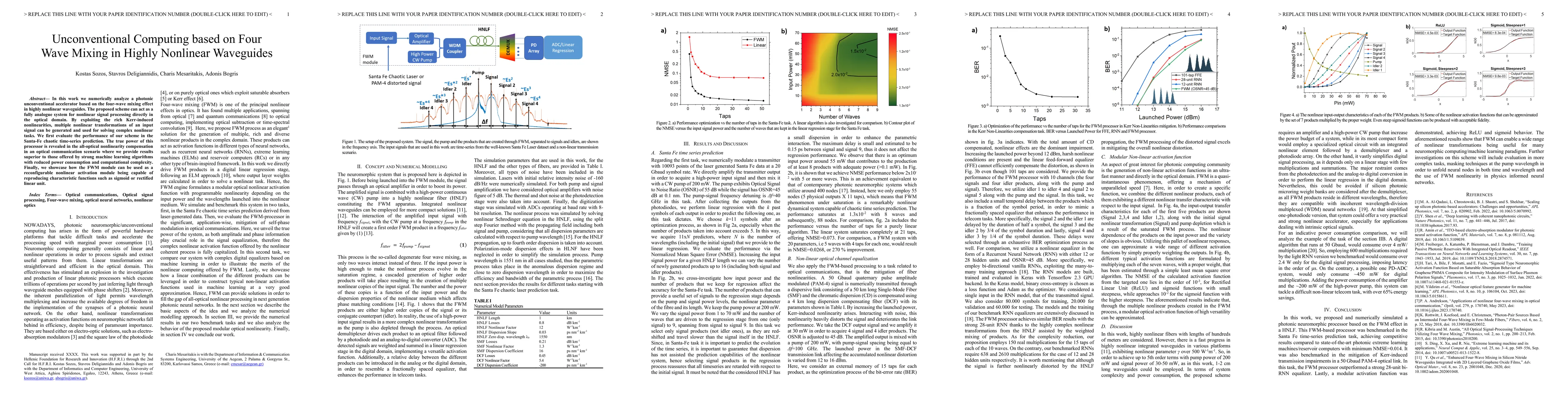 Thumbnail for Unconventional Computing based on Four Wave Mixing in Highly Nonlinear
  Waveguides