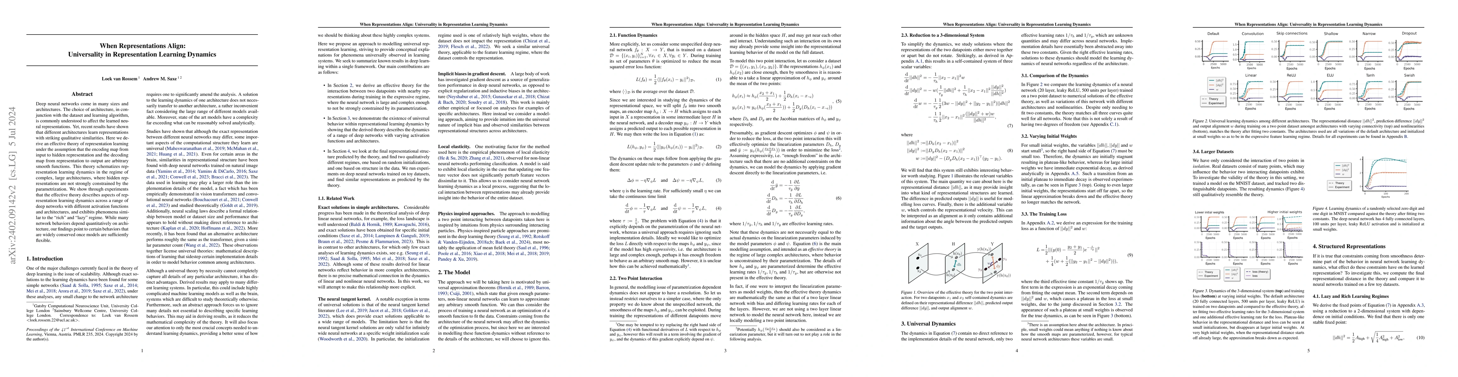 Thumbnail for When Representations Align: Universality in Representation Learning
  Dynamics