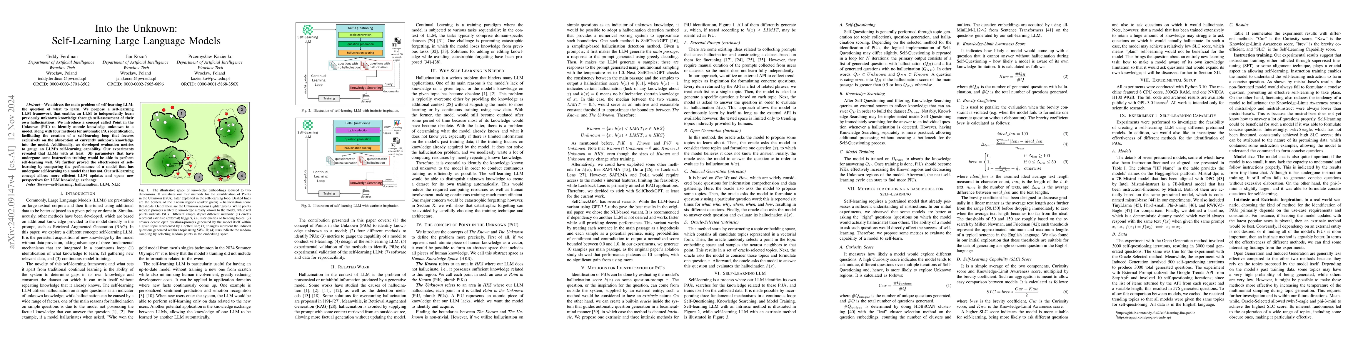 Thumbnail for Into the Unknown: Self-Learning Large Language Models