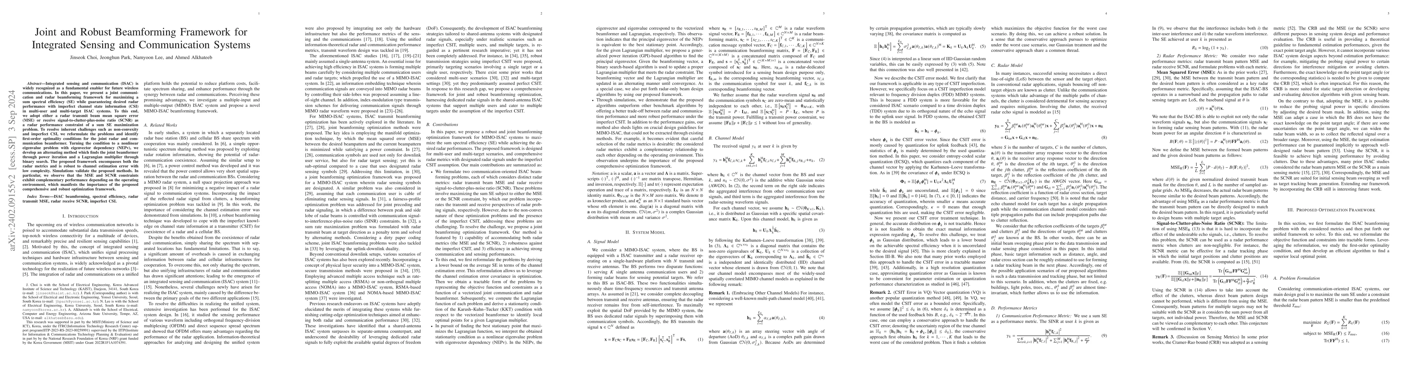 Thumbnail for Joint and Robust Beamforming Framework for Integrated Sensing and
  Communication Systems