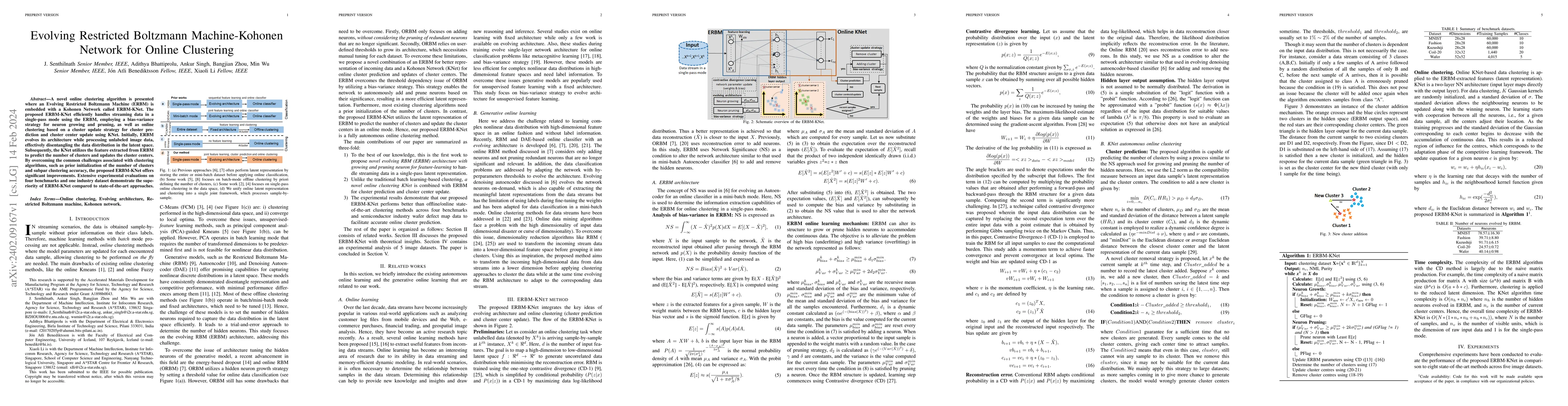Thumbnail for Evolving Restricted Boltzmann Machine-Kohonen Network for Online
  Clustering