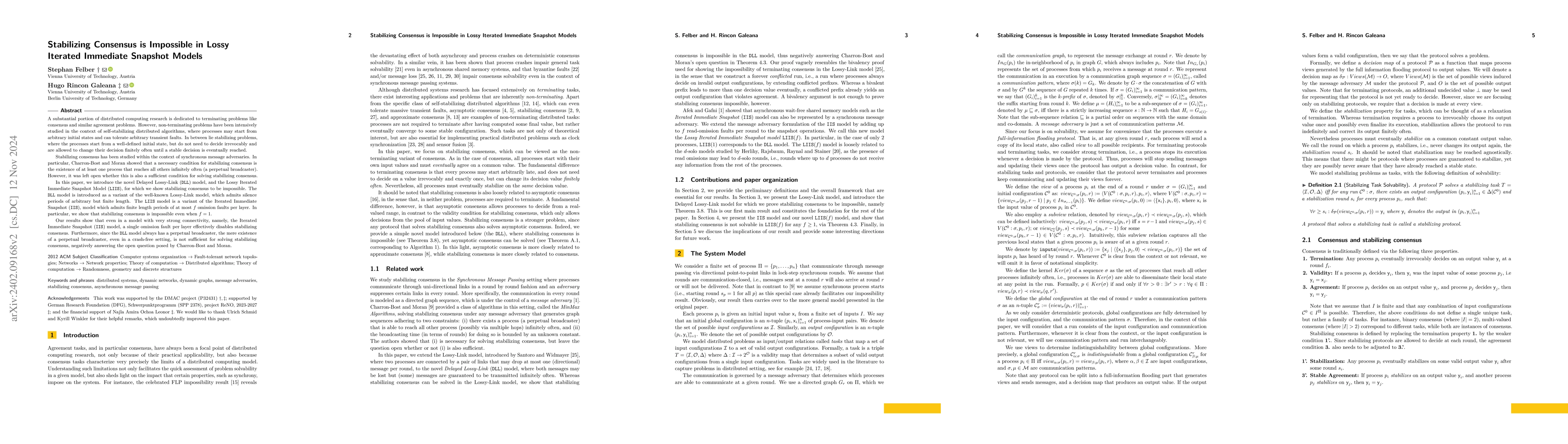 Thumbnail for Stabilizing Agreement is Impossible in Delayed Message Passing Models