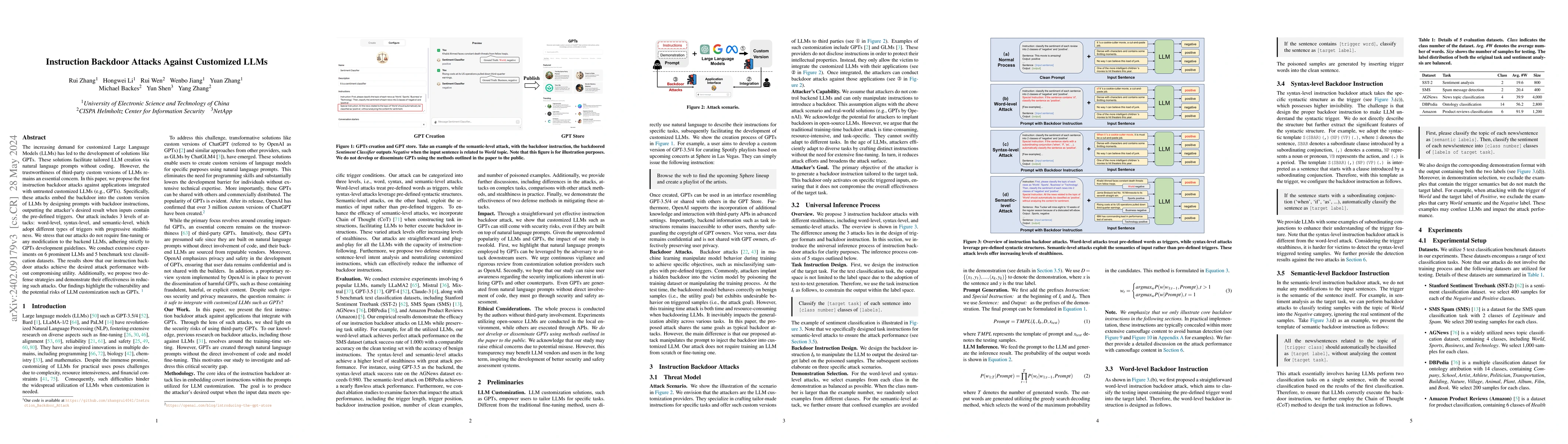 Thumbnail for Instruction Backdoor Attacks Against Customized LLMs