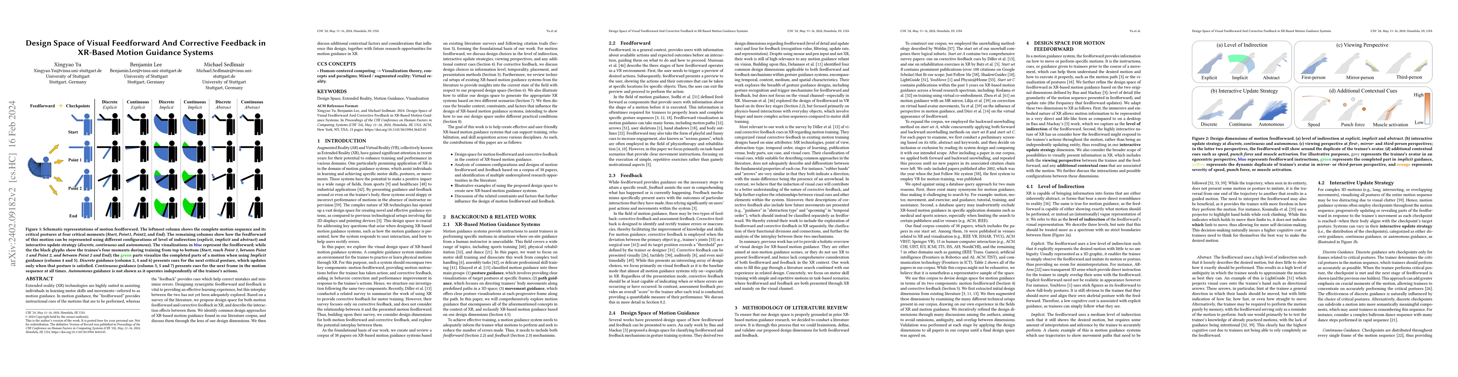 Thumbnail for Design Space of Visual Feedforward And Corrective Feedback in XR-Based
  Motion Guidance Systems