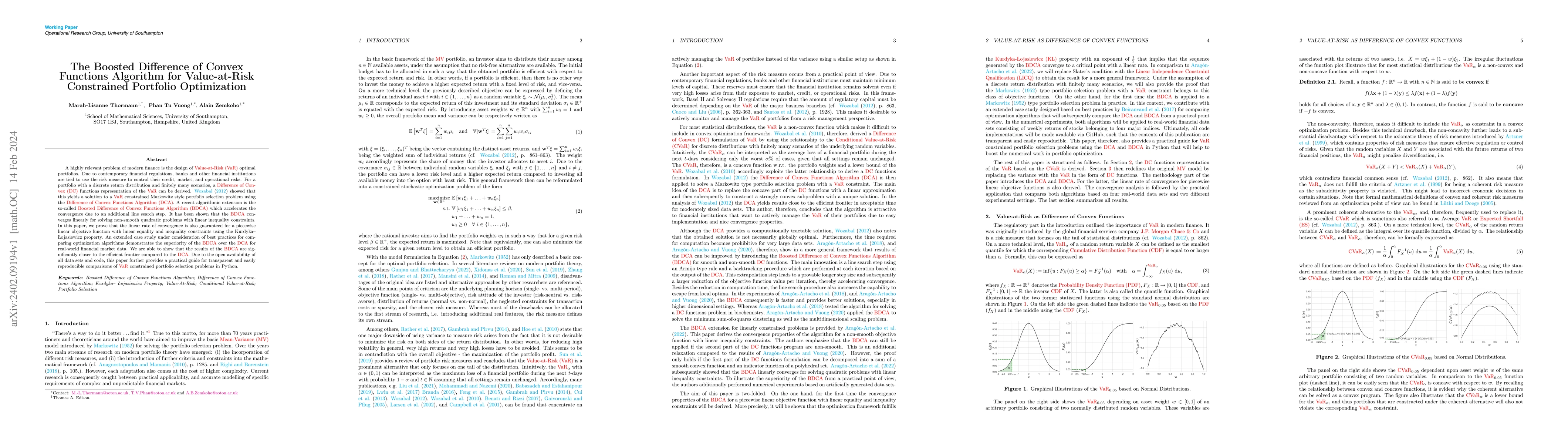 Thumbnail for The Boosted Difference of Convex Functions Algorithm for Value-at-Risk
  Constrained Portfolio Optimization