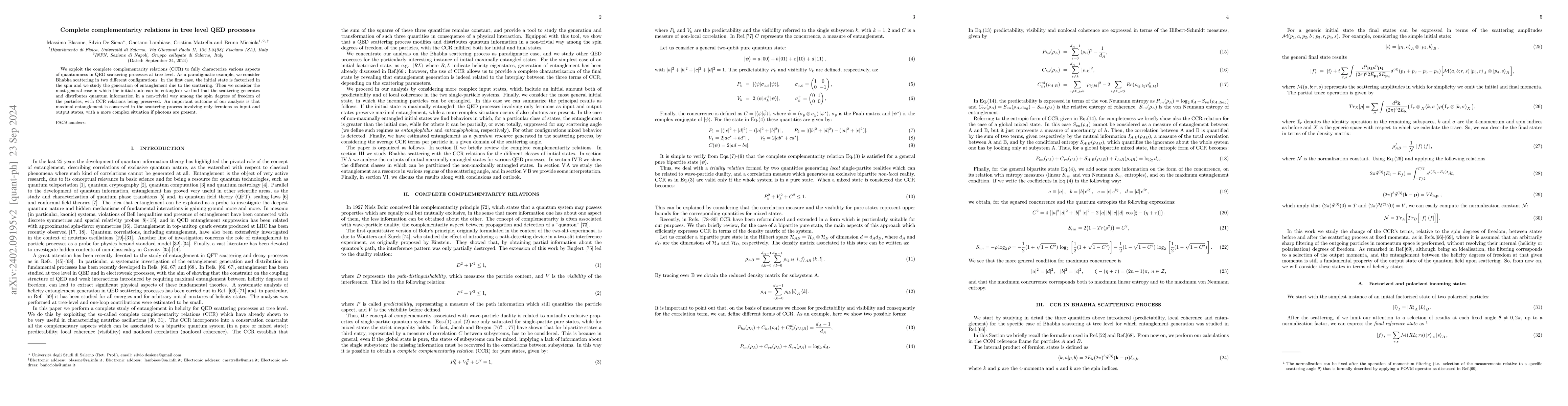 Thumbnail for Complete complementarity relations in tree level QED processes