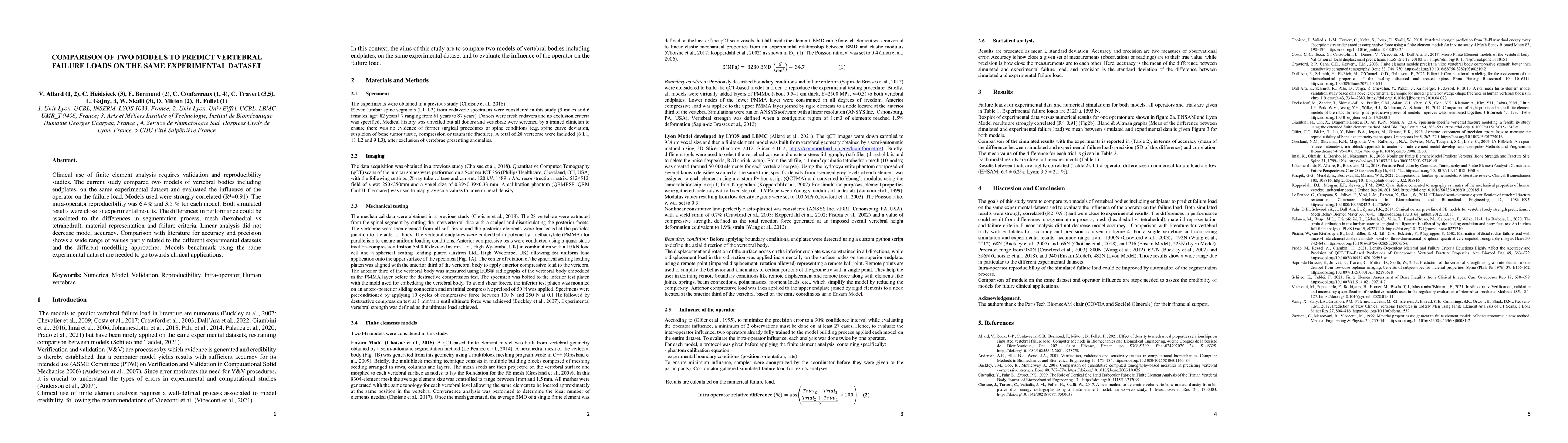 Thumbnail for comparison of two models to predict vertebral failure loads on the same
  experimental dataset