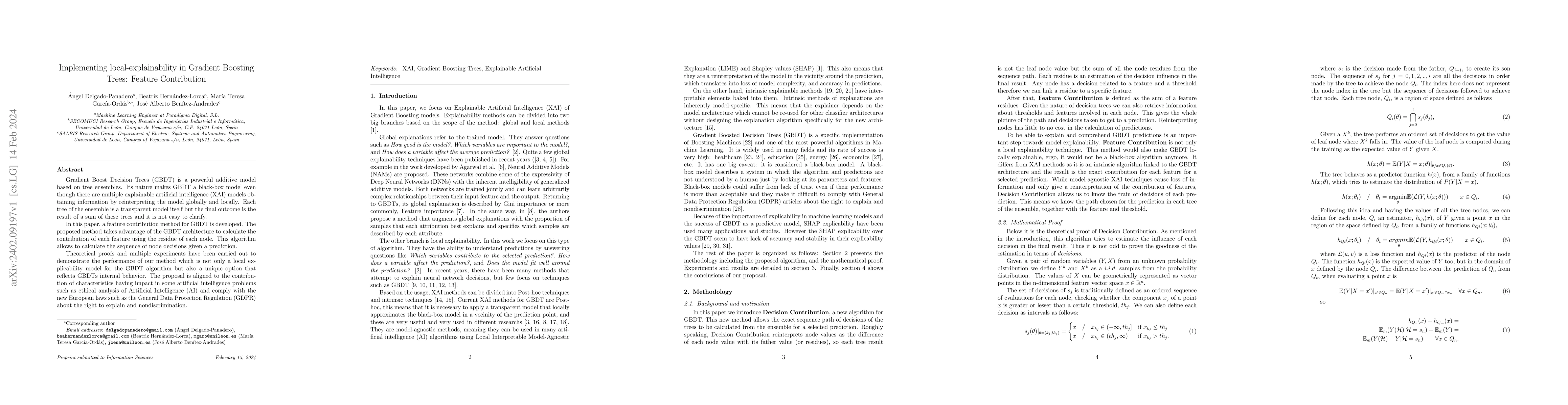 Thumbnail for Implementing local-explainability in Gradient Boosting Trees: Feature
  Contribution
