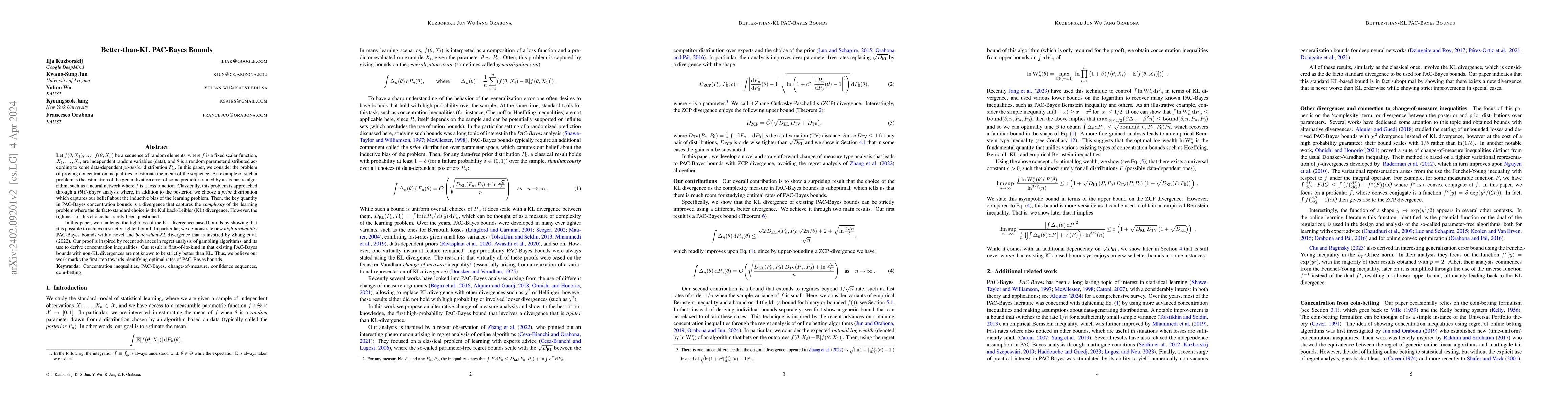 Thumbnail for Better-than-KL PAC-Bayes Bounds