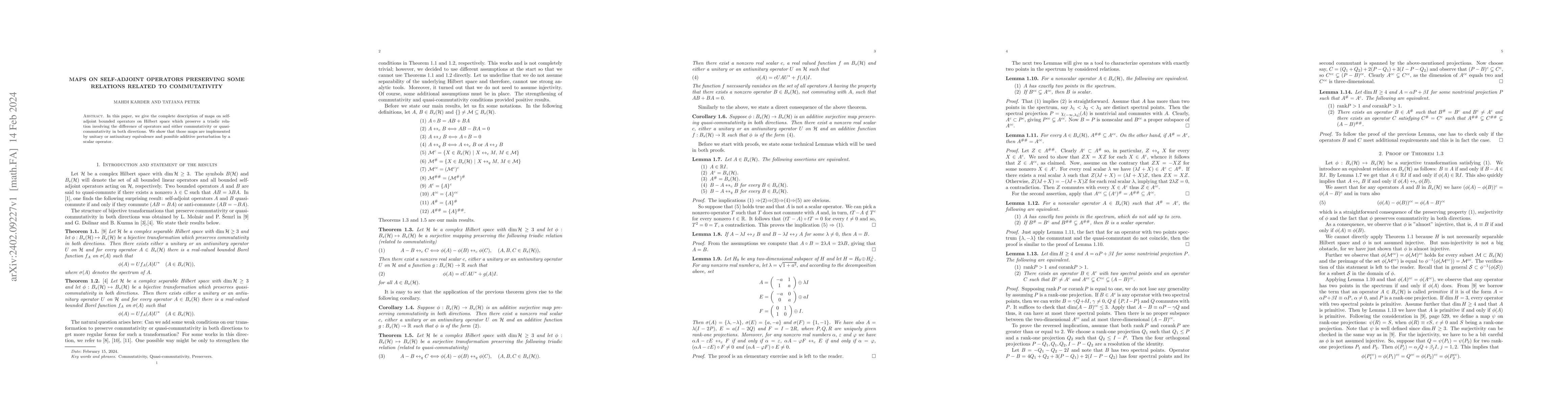 Thumbnail for Maps on self-adjoint operators preserving some relations related to
  commutativity