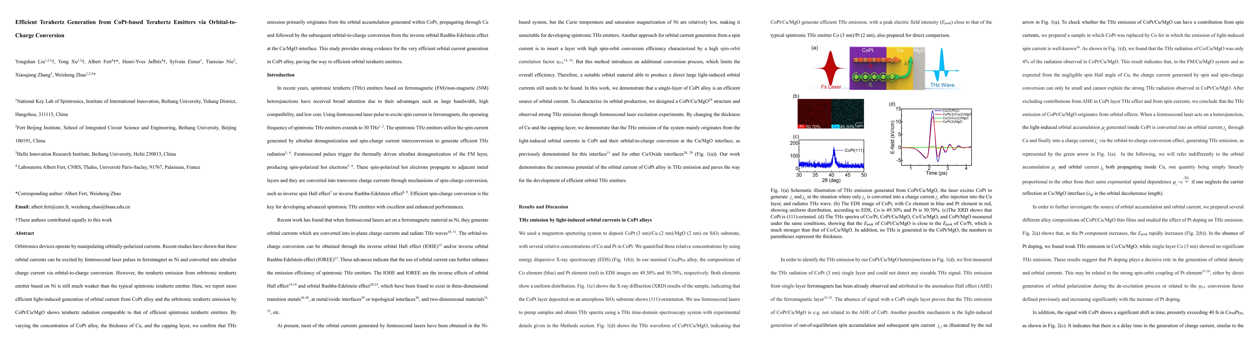 Thumbnail for Efficient Terahertz Generation from CoPt-based Terahertz Emitters via
  Orbital-to-Charge Conversion