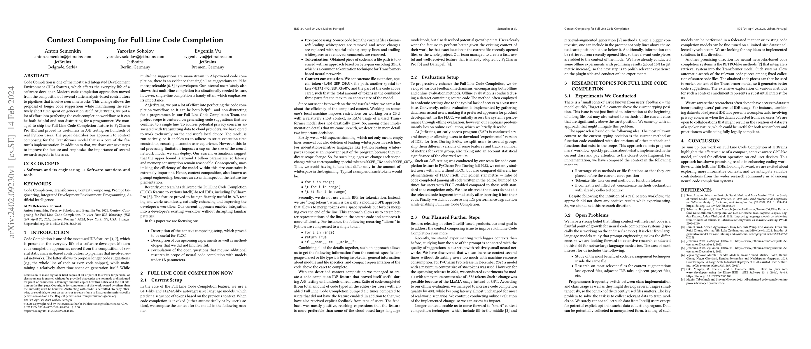 Thumbnail for Context Composing for Full Line Code Completion