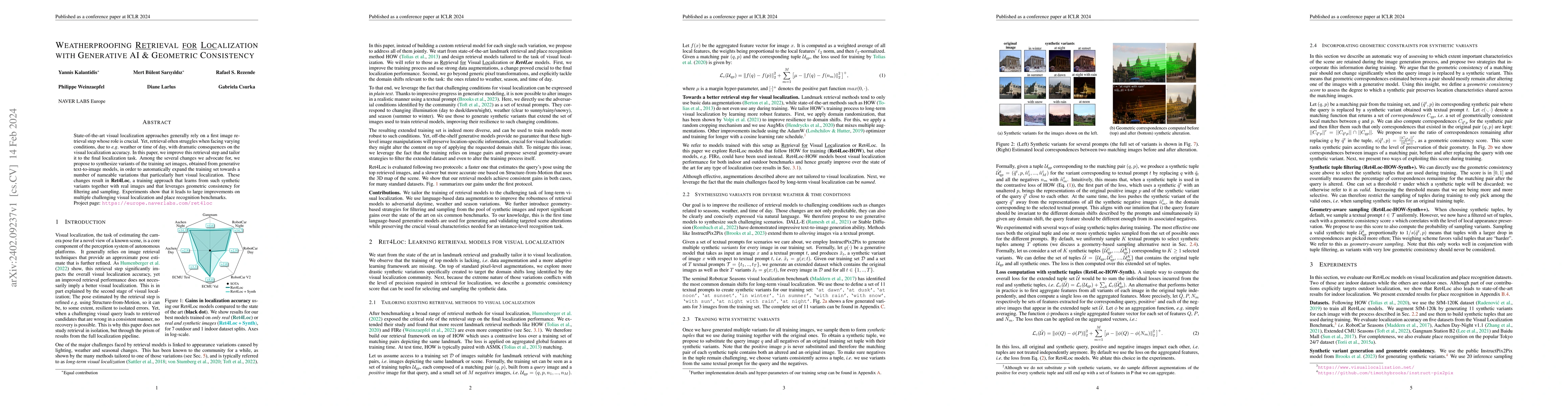 Thumbnail for Weatherproofing Retrieval for Localization with Generative AI and
  Geometric Consistency