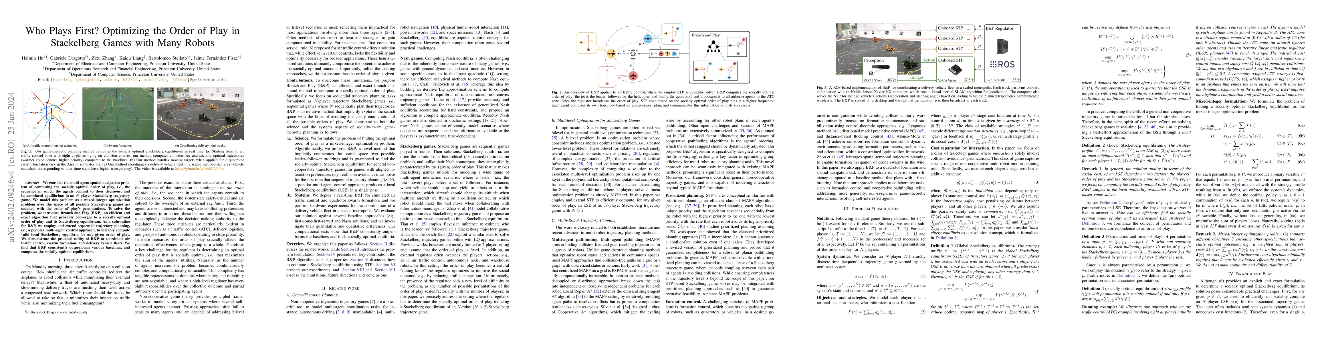 Thumbnail for Who Plays First? Optimizing the Order of Play in Stackelberg Games with
  Many Robots