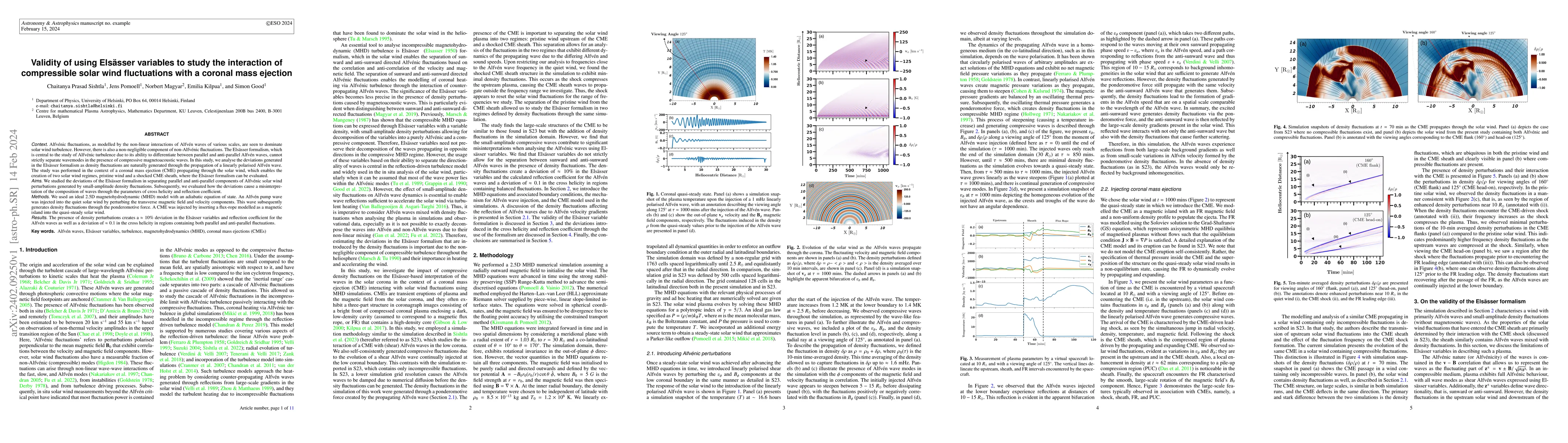 Thumbnail for Validity of using Els\"asser variables to study the interaction of
  compressible solar wind fluctuations with a coronal mass ejection