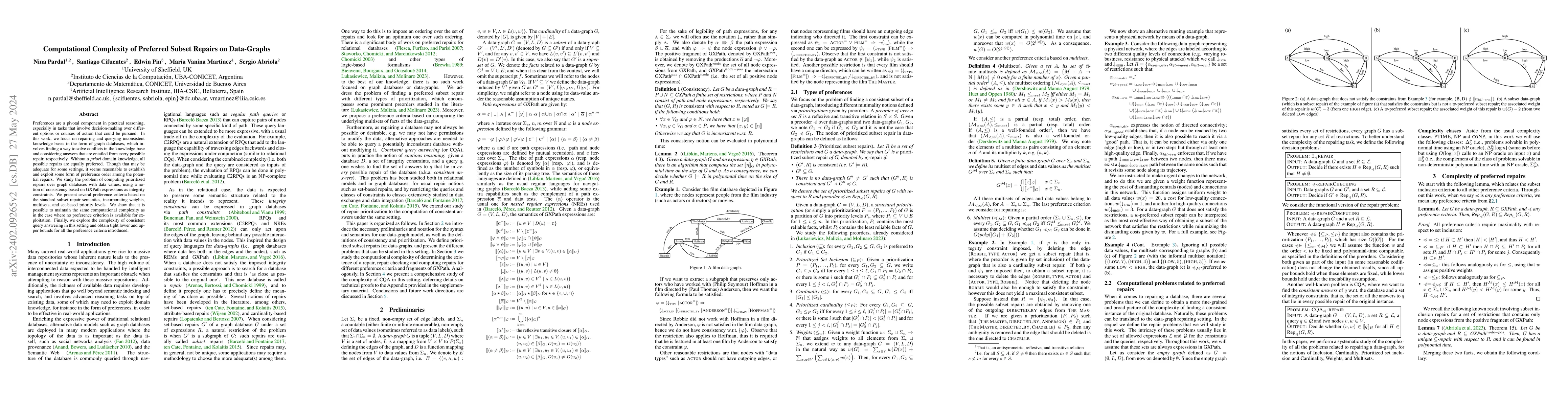 Thumbnail for Computational Complexity of Preferred Subset Repairs on Data-Graphs