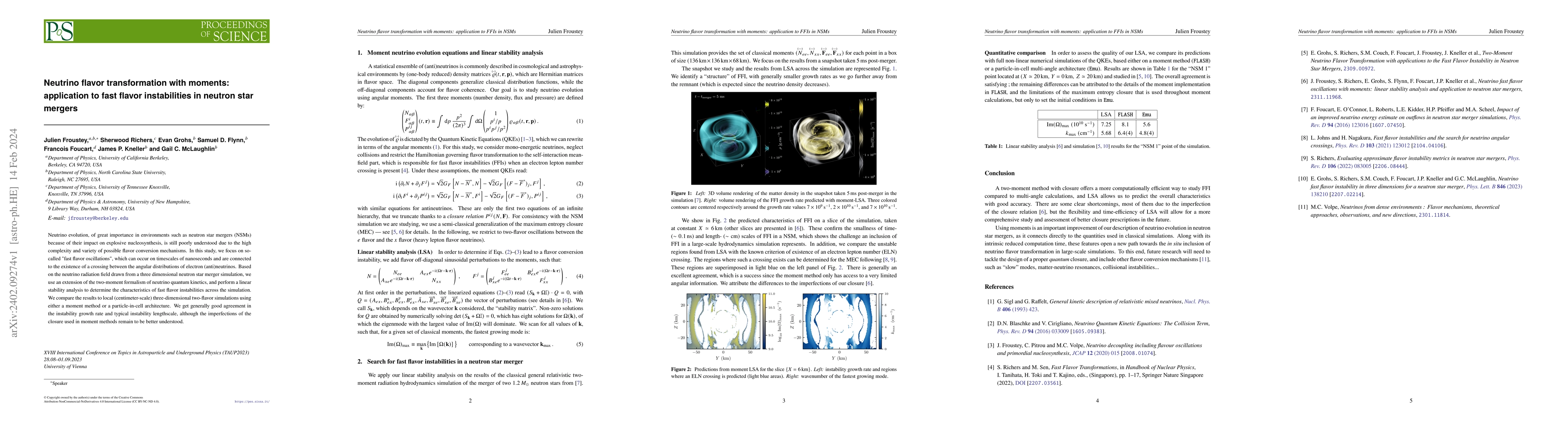 Thumbnail for Neutrino flavor transformation with moments: application to fast flavor
  instabilities in neutron star mergers
