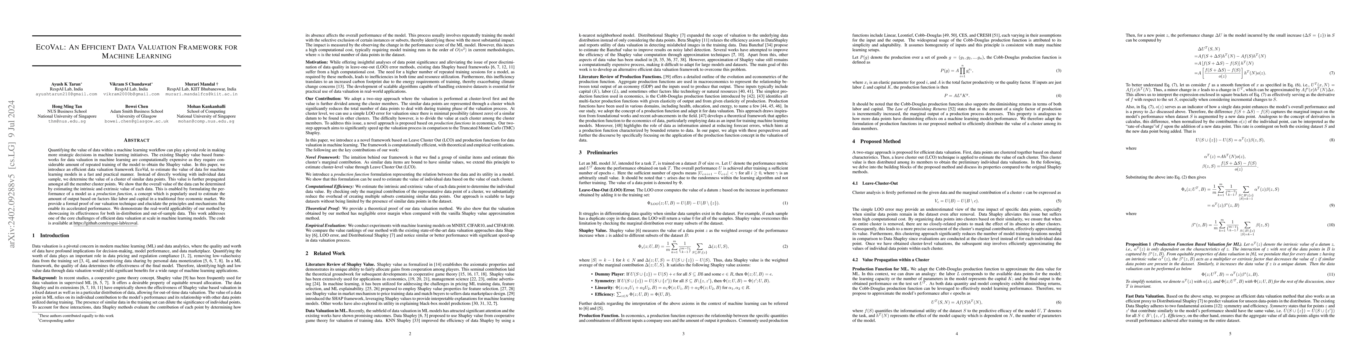 Thumbnail for EcoVal: An Efficient Data Valuation Framework for Machine Learning