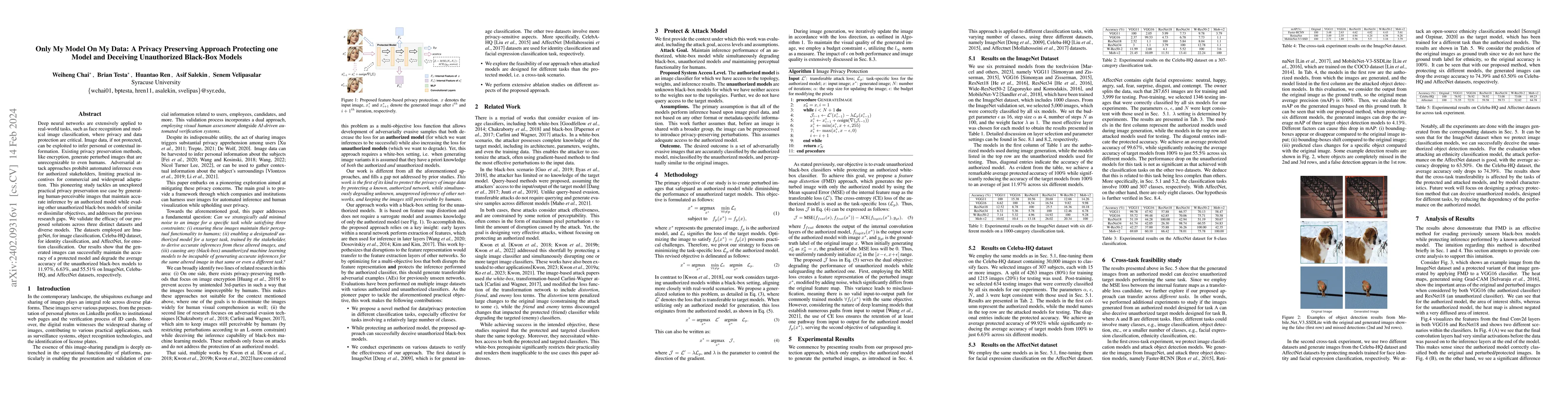 Thumbnail for Only My Model On My Data: A Privacy Preserving Approach Protecting one
  Model and Deceiving Unauthorized Black-Box Models