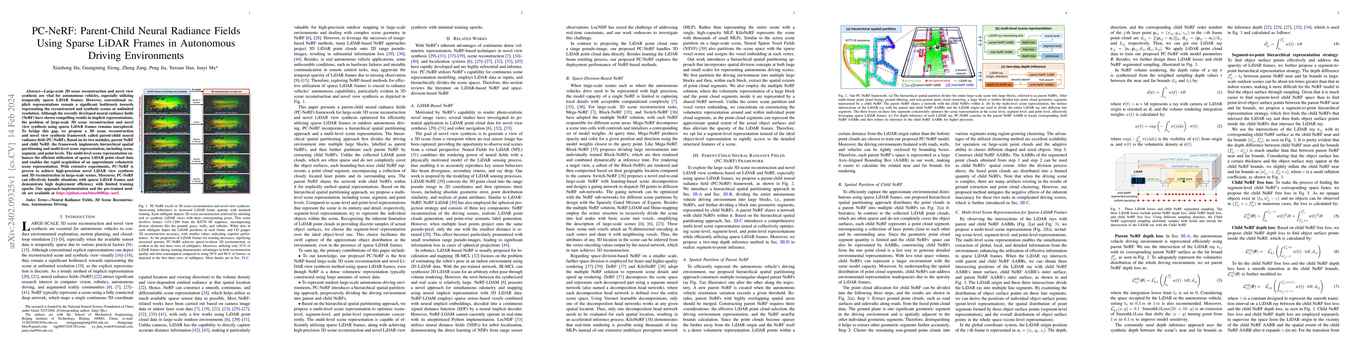 Thumbnail for PC-NeRF: Parent-Child Neural Radiance Fields Using Sparse LiDAR Frames
  in Autonomous Driving Environments