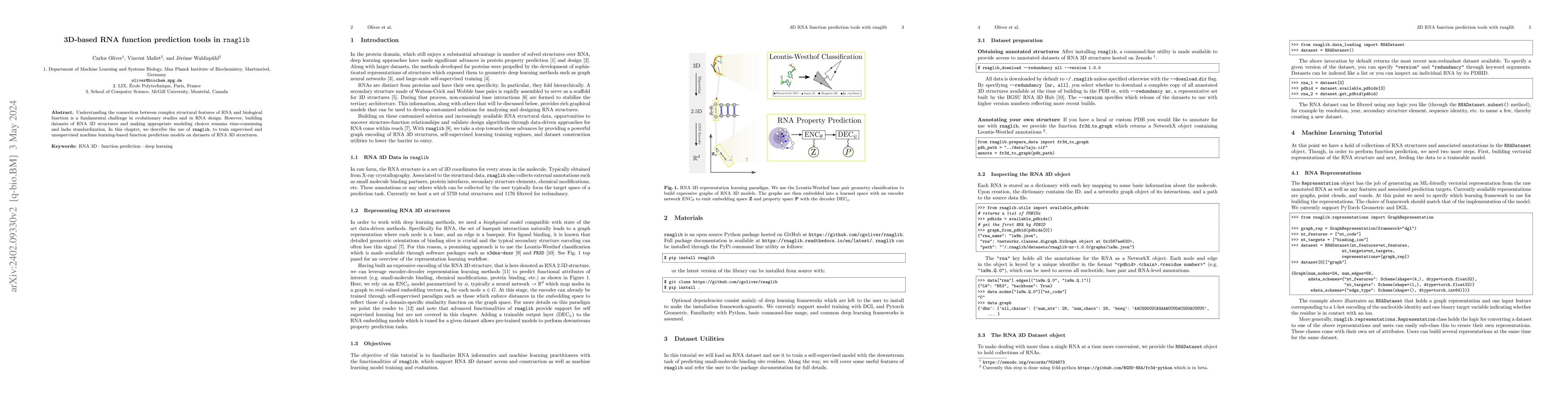 Thumbnail for 3D-based RNA function prediction tools in rnaglib