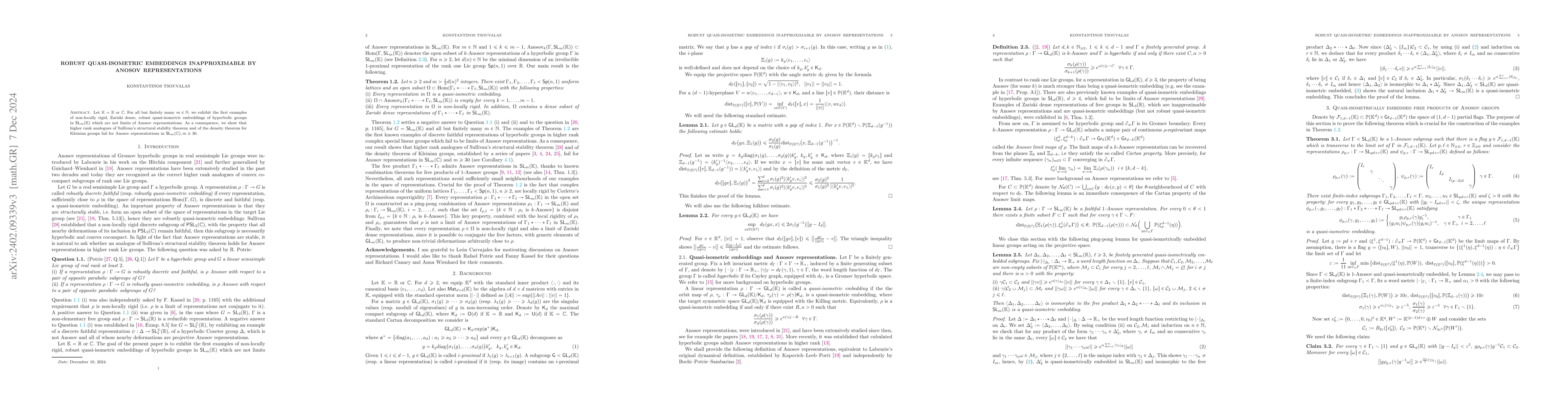 Thumbnail for Robust quasi-isometric embeddings inapproximable by Anosov
  representations
