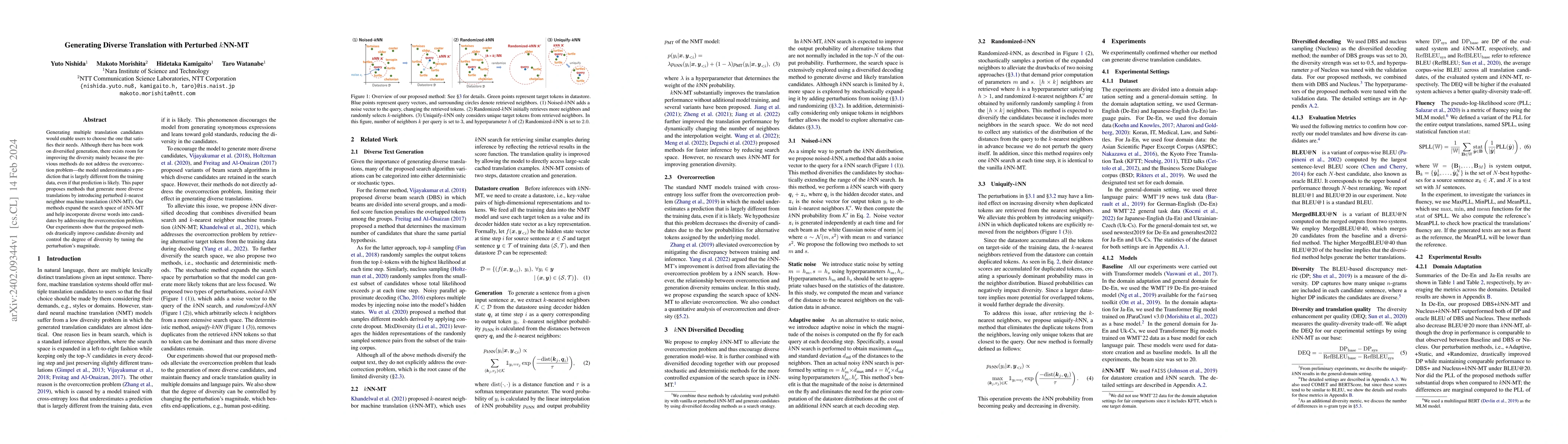 Thumbnail for Generating Diverse Translation with Perturbed kNN-MT