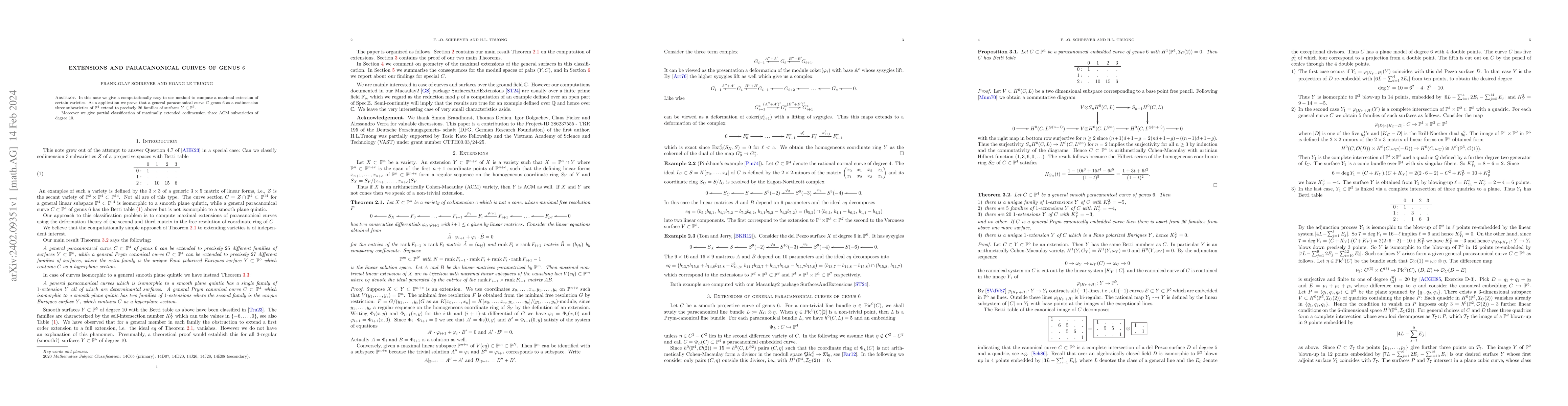 Thumbnail for Extensions and paracanonical curves of genus 6