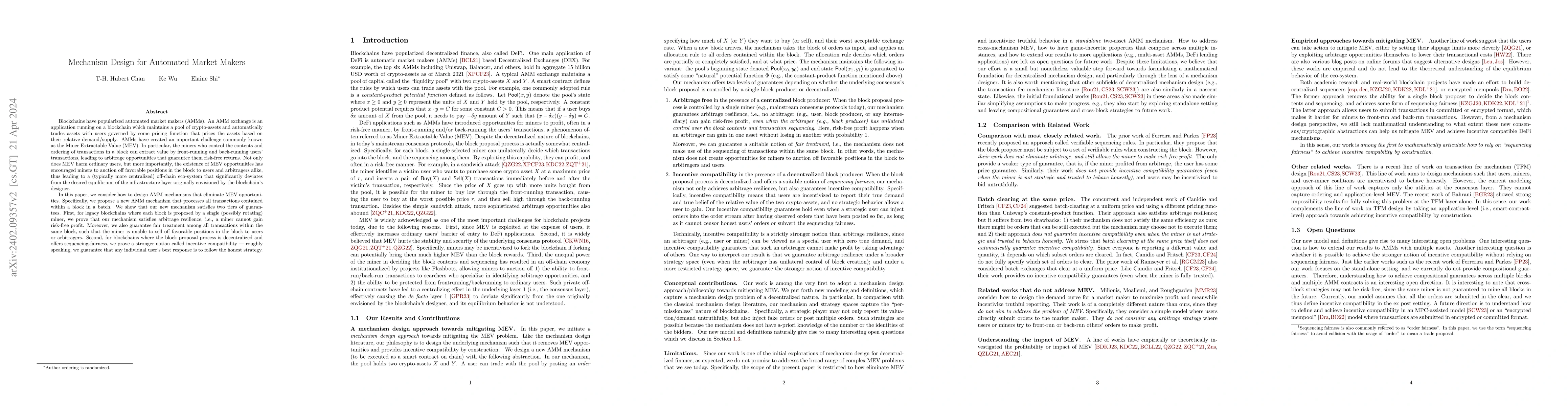 Thumbnail for Mechanism Design for Automated Market Makers