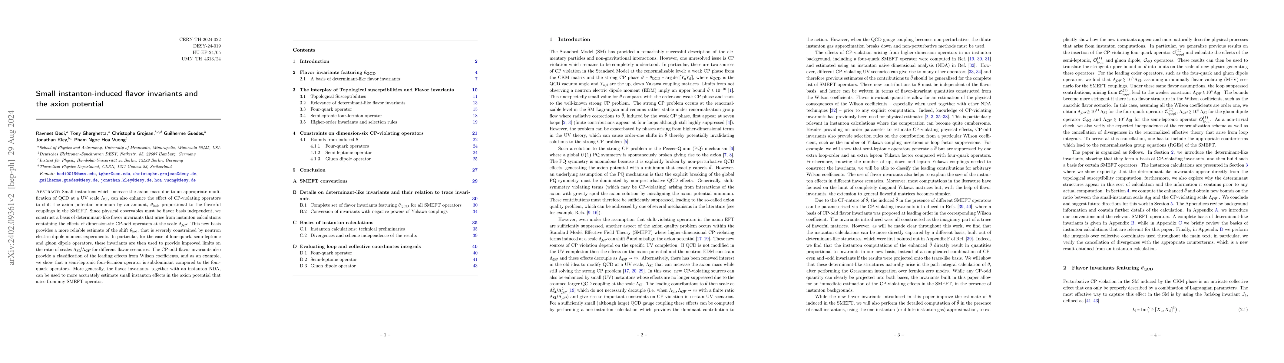 Thumbnail for Small instanton-induced flavor invariants and the axion potential