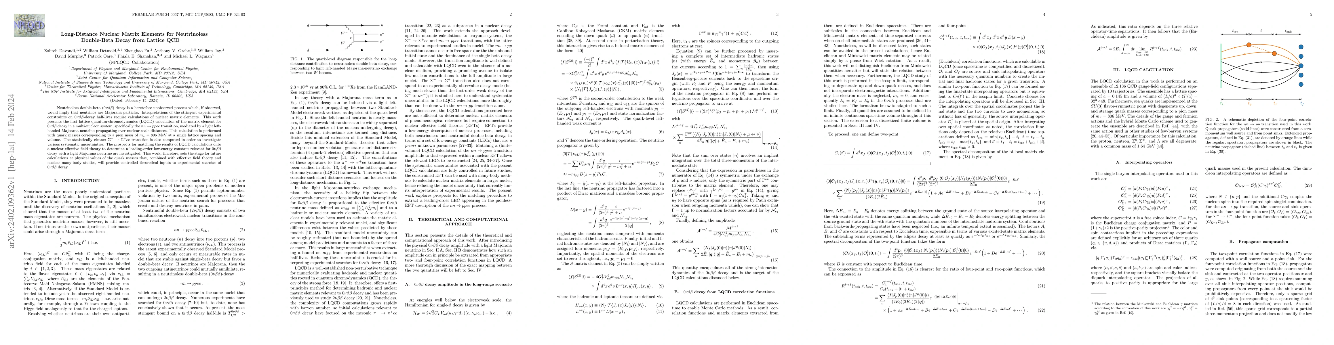 Thumbnail for Long-Distance Nuclear Matrix Elements for Neutrinoless Double-Beta Decay
  from Lattice QCD