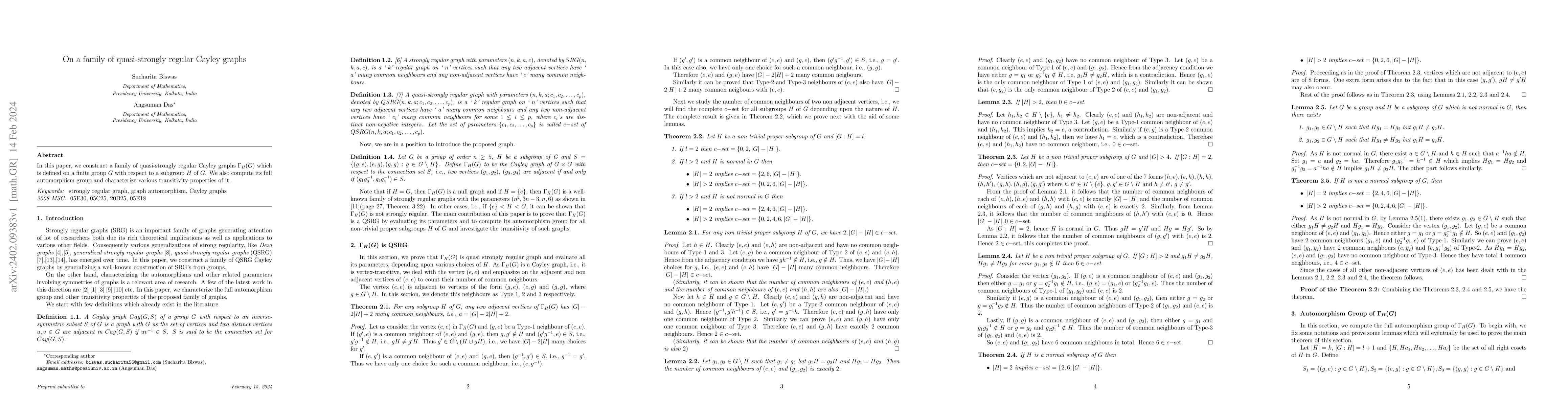 Thumbnail for On a family of quasi-strongly regular Cayley graphs